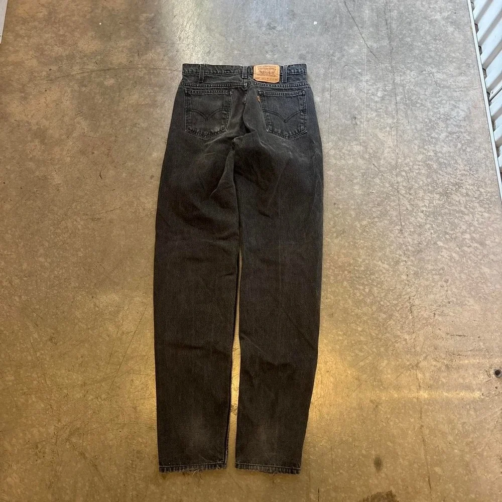 Vintage 90's 1996 Levi Orange Tab 550 Relaxed Fit Taper Leg Dark Wash Black Jean